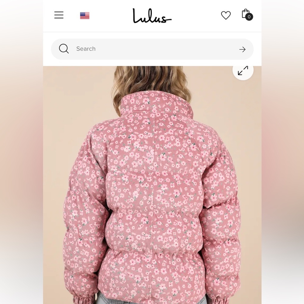Lulu's Pink Floral Puffer Jacket 🩷 Winter coat pink with flowers - Picture 5 of 7